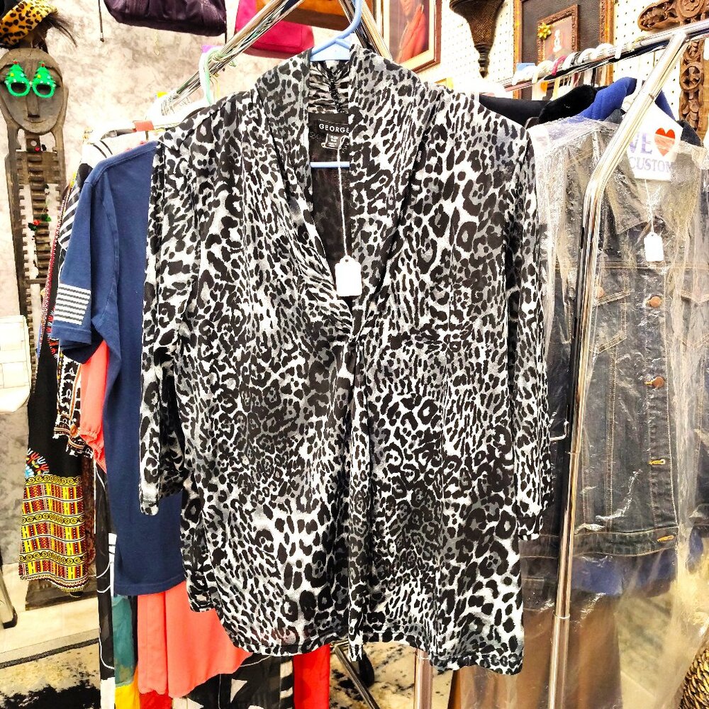 Grey Hues of Animal Print Fabric Blouse
